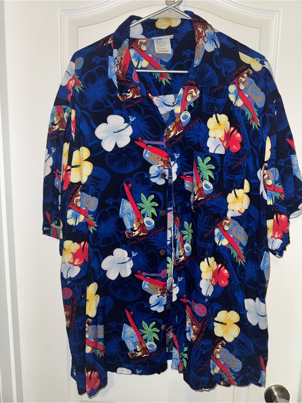 Walt Disney World Mickey Mouse and Goofy XL Hawaiian Shirt Live Love And Relax